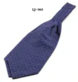 Men's navy blue ascot tie with white and red polka dots classic neckwear detail shot - Navy White Red Polka Dot