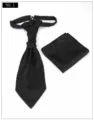 Black paisley jacquard men ascot tie and matching pocket square set detail showcase. - NO.1