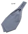 Close-up detail of men grey patterned ascot tie, classic formal neckwear texture display. - Grey Plaid
