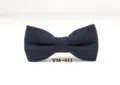 Classic dark blue wool bow tie for men, elegant wedding and business formal accessory. - YM-013