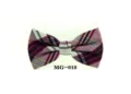 Detailed close-up of a stylish pink plaid bow tie, perfect for formal and casual wear. - MG-010