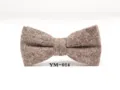 Men wool bowtie detail view, brown tweed fabric, classic groom wedding party neckwear. - YM-014