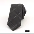 Corbata de Hombre Gris Oscuro Cuadros Algodon Slim Casual Negocios Formal Accesorio - MG-095
