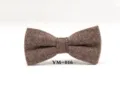 Brown textured wool bow tie detail view, classic mens formal wedding tuxedo neckwear accessory - YM-016