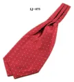 Classic red men's ascot tie with white polka dots, elegant cravat for formal shirts. - Red with White Polka Dots