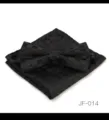 Ensemble nœud papillon et poche carré à carreaux noirs homme vue de détail accessoire formel - JF-014