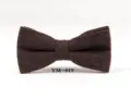 Men's brown woolen bow tie detail closeup, classic tweed fabric for formal events. - YM-019