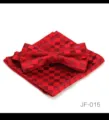 Ensemble nœud papillon et pochette à carreaux rouges pour homme, idéal pour mariages et soirées. - JF-015