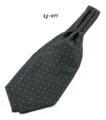 Men's black ascot tie with blue polka dots, stylish cravat neckwear for formal and casual shirts. - Black Blue Polka Dots