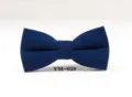 Men's blue wool bow tie, classic textured design for formal business events and weddings. - YM-020