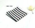 Men cotton striped pocket square handkerchief suit accessory for formal business wear daily use. - Blue-White-Brown Stripe (MG-081)