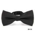 Men's classic black bow tie for formal business wear, elegant solid color fabric accessory. - Black