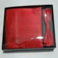Red mens formal satin cummerbund set with bow tie and pocket square for wedding party - One Size / Red