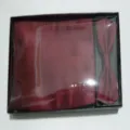 Mens wine red cummerbund and bow tie formal set packaged in a classic black box for wedding. - One Size / Burgundy