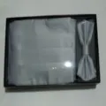Mens grey tuxedo cummerbund and bow tie set in gift box for wedding formal party wear. - One Size / Light Gray