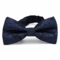 Detailed view of dark blue paisley bow tie for men wedding business formal wear suit accessories - Small Paisley Navy (DZ-007)