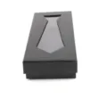 Men black snakeskin pattern tie gift box packaging with transparent tie window display main view - Black
