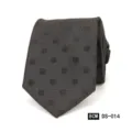 Primer plano de corbata de negocios gris oscura con lunares, ancho 8 cm, plegada. - DS-014
