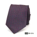 Corbata de hombre azul marino clásica con patrón de círculos geométricos rojos, 8 cm. - DS-016