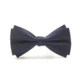 Classic navy blue men double layer bow tie for formal suit wear and wedding accessories. - Navy Blue