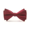Wine red double layer satin bow tie detail, elegant groom and formalwear accessory. - Burgundy