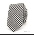 Corbata de hombre a cuadros vichy en blanco y negro, corbata slim de negocios detalle. - Estilo de Cuadros (MG-131)