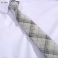 Cravatta uomo business casual a quadri grigia elegante cravatta per ufficio e formale - Quadri Grigi e Bianchi(KZ-064)