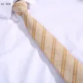 Cravatta a righe da uomo moda affari matrimonio abbigliamento da lavoro classico motivo a righe - Righe Diagonali Beige e Giallo(KZ-066)