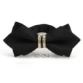 Papillon uomo nero con centro in strass cristallo fiocco colletto cravatta matrimonio festa formale - Farfalla Appuntita in Tessuto Nero (XZ-054) / Nero
