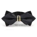 Uomo moda strass papillon sposo matrimonio appuntito cristallo quadri cravatta accessorio - Farfalla Appuntita a Quadri Grigio Scuro (XZ-013) / Grigio nero