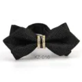 Papillon Strass Uomo Nero Sposo Accessori Matrimonio Elegante Papillon Con Punta - Farfalla Appuntita Nera Pois Bianchi (XZ-016)