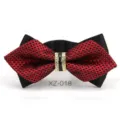 Farfalla uomo a quadri rosso e nero con strass scintillanti, ideale per matrimonio da sposo elegante. - Farfalla Appuntita Quadri Rosso Nero (XZ-018)