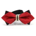 Moda uomo cravatta a farfalla diamante stile coreano matrimonio sposo variante chic - Farfalla Appuntita Bicolore Rosso Nero (XZ-026)