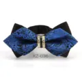 Moda uomo cravatta papillon blu strass angolo appuntito matrimonio sposo accessorio. - Farfalla Appuntita Bicolore Nero Blu (XZ-036)