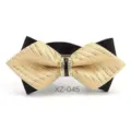 Elegante cravattino a farfalla da uomo con strass per matrimoni sposi ed eventi formali. - Farfalla Appuntita Rigata Nero Oro (XZ-045)
