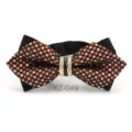 Farfalla uomo con strass a punta alla moda, elegante accessorio per abito da sposo per matrimoni. - Farfalla Appuntita Marrone Pois Bianchi (XZ-049)
