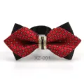 Farfallina rossa da uomo a punta con strass, elegante accessorio per matrimonio sposo. - Farfalla Appuntita Quadri Classico Rosso Nero (XZ-001)
