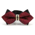 Elegante papillon da uomo con diamanti, accessorio da sposa con motivo rosso e nero. - Farfalla Appuntita Quadri Intrecciati Rosso Nero (XZ-003)