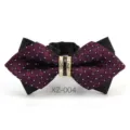 Cravattino a farfalla appuntito con strass viola da uomo matrimonio sposo festa formale - Farfalla Appuntita Jacquard Griglia Viola (XZ-004)