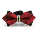 Farfallina rosso e nero con strass per uomo matrimonio sposo angolo acuto stile - Farfalla Appuntita Jacquard a Strati Rosso Nero (XZ-034)