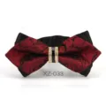 Elegante papillon da uomo rosso con strass per matrimonio sposo e abbigliamento formale. - Farfalla Appuntita Jacquard Rosso Nero (XZ-033)