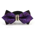 Elegante papillon appuntito strass viola nero uomo moda matrimonio sposo festa abito - Farfalla Appuntita Jacquard Viola Nero (XZ-037)