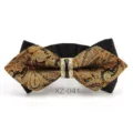 Elegantissimo papillon da uomo con strass per matrimoni, motivo cachemire nero e oro. - Farfalla Appuntita Jacquard Marrone Oro (XZ-041)