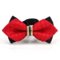 Elegante farfallino rosso e nero con fibbia in strass, perfetto per matrimoni ed eventi formali. - Farfalla Appuntita Bicolore Rosso Nero (XZ-007)