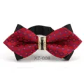 Farfalla a punta geometrica rossa da uomo alla moda con centro in cristallo brillante - Farfalla Appuntita Rombi Rosso Nero (XZ-008)
