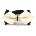 Elegante farfallina strass uomo, stile appuntito beige e nero per matrimoni ed eventi. - Farfalla Appuntita Geometrica Beige (XZ-010)