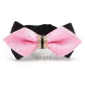 Farfallina rosa con strass da uomo per matrimonio, sposo e testimoni, design appuntito. - Farfalla Appuntita Quadri Rosa Nero (XZ-011)