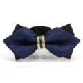 Farfalla uomo blu scuro con strass angolo appuntito matrimonio sposo accessorio elegante - Farfalla Appuntita Puntinata Blu Scuro (XZ-021)