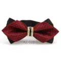 Cravatta a farfalla pied de poule rosso nero strass uomo matrimonio variante XZ-022 - Farfalla Appuntita Pied-de-Poule Rosso Nero (XZ-022)