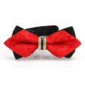 Farfalla uomo rossa con motivo rosa jacquard e fibbia di strass, elegante per sposo e matrimonio. - Farfalla Appuntita Floreale Rosso Nero (XZ-032)